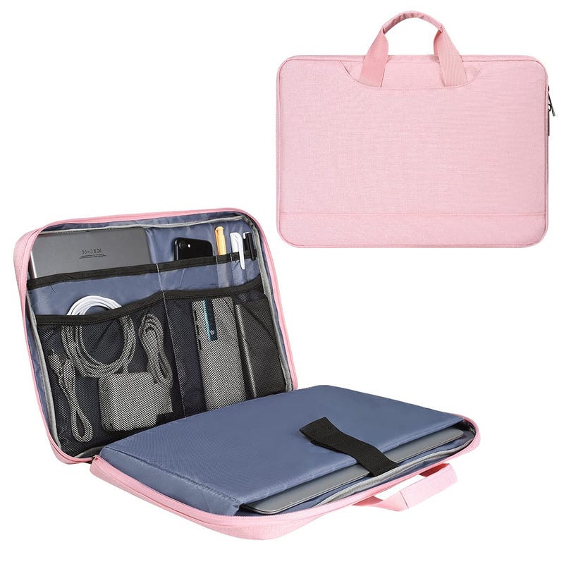 imComor 14 15 Inch Laptop Case Women Ladies Bag TSA Laptop Sleeve for MacBook Pro 14" M5/M4/M3/M2/M1, Macbook Air 15 M4/M3, Dell XPS 15/Inspiron 14, Acer HP Lenovo ASUS Chromebook 14" Notebook Case Bag, Pink - Image 1